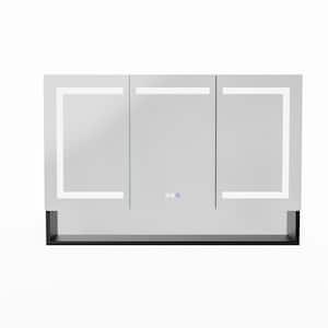 48 in. W x 32 in. H Large Rectangular Matte Black (4832) Recessed or Surface Mount LED Medicine Cabinet with Mirror