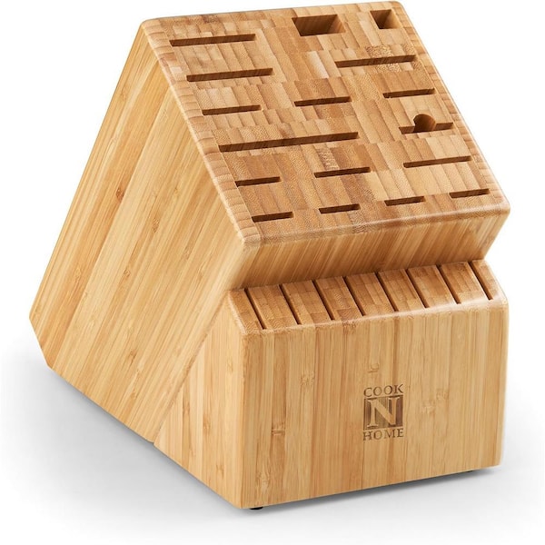 Universal 25-Knife Slots Countertop Bamboo Knife Block without knives