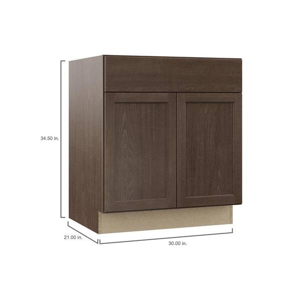 Hampton Bay Shaker Assembled 30 X 34 5 X 21 In Bathroom Vanity Base Cabinet In Brindle Kvsb30 Bdl The Home Depot