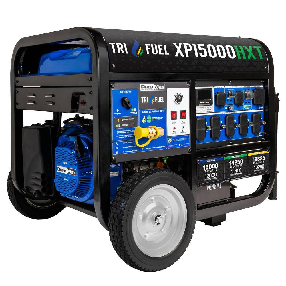 DUROMAX 15 000 Watt 12 000 Watt Tri Fuel Remote Start Gasoline Propane 