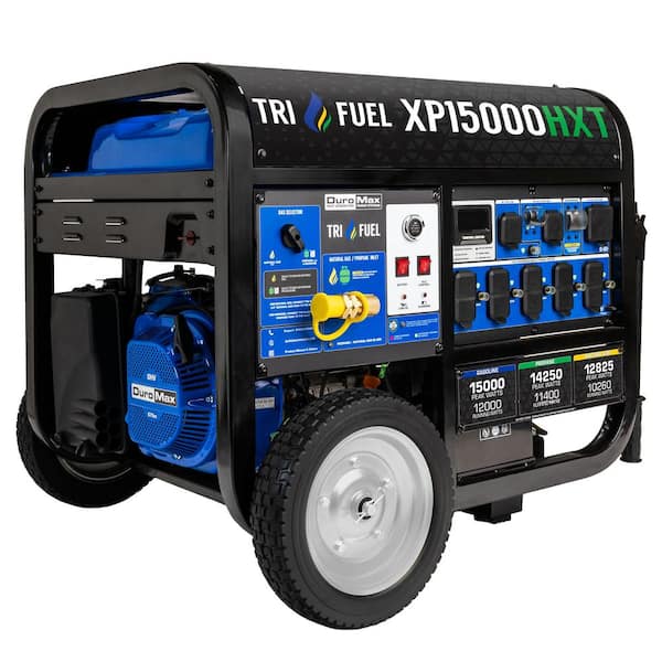 DUROMAX 15,000-Watt/12,000-Watt Tri-Fuel Remote Start Gasoline Propane Natural Gas Portable Generator with CO Alert