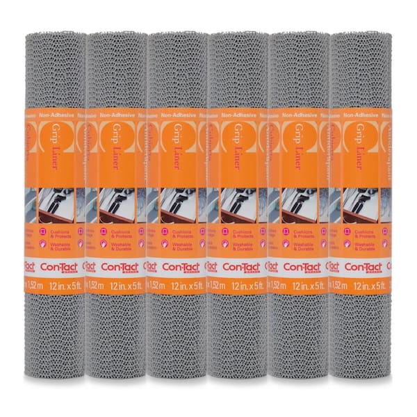 Con-Tact Grip Liner 12 in. x 5 ft. Gray Alloy Non-Adhesive Grip Drawer and Shelf Liner (6-Rolls)