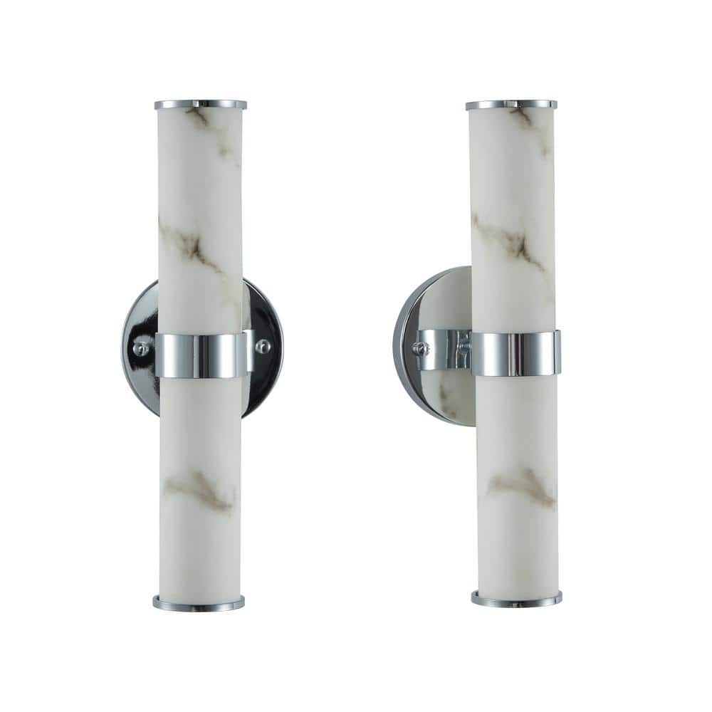 14 in. W 1-Light LED Wall Sconces Elegant Vanity Lighting Fixtures for Hallways, Bathrooms, Bedrooms, Chrome (Set of 2) price history on PriceWatchPro