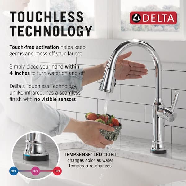 Renaldi Touch2O with Touchless Technology Single Handle Pull Down Sprayer Kitchen Faucet in Lumicoat Chrome
