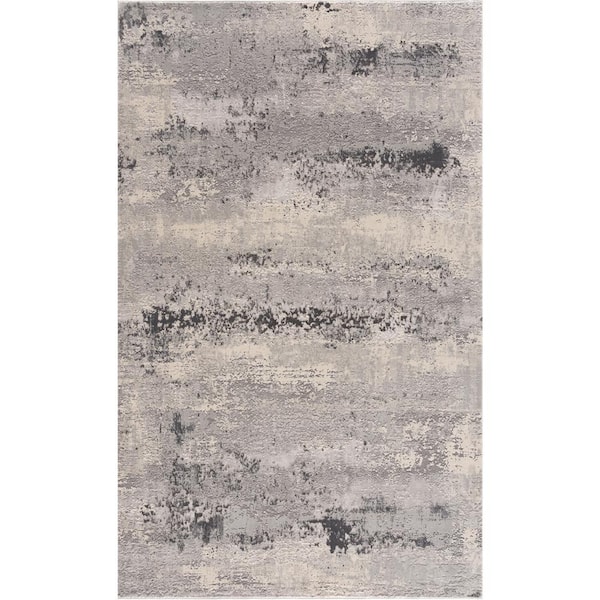 Vogue Grey (3 ft. x 5 ft.) - 2 ft. 8 in. x 4 ft. 8 in. Modern Abstract Entrance Doormat Area Rug Floor Mat