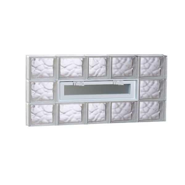 Clearly Secure 36.75 in. x 17.25 in. x 3.125 in. Frameless Wave Pattern Vented Glass Block Window