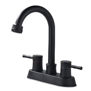 4 in. Centerset Dual Handle Bathroom Faucet with Pop-up Sink Drain in Matt Black