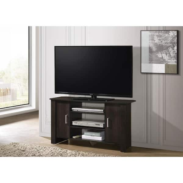 Progressive Furniture Kent 13 in. Espresso Wood TV Stand Fits TVs Up to 43 in. with Storage Doors