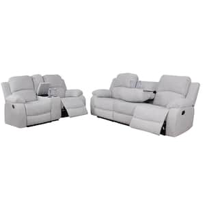 Starhome Living 72 in. Rolled Arm 4-Seater Sofa in Light Grey