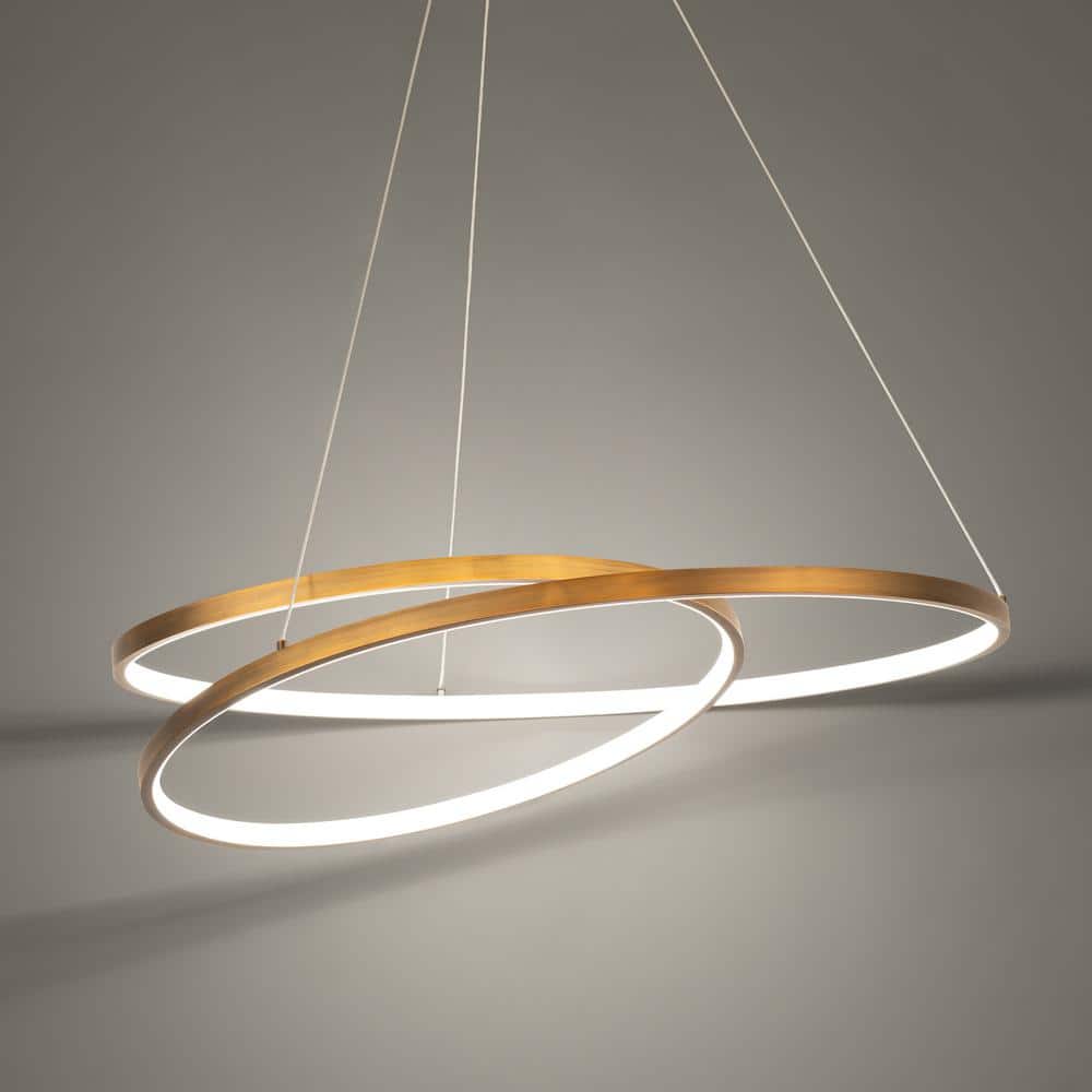 Aged Brass LED Indoor/Outdoor Pendant with White Silicone Shade