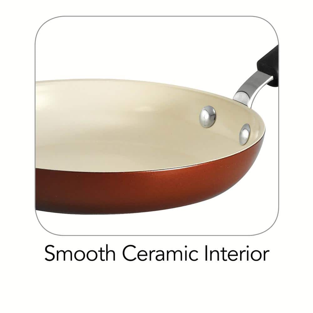 8-Inch Metallic Copper Ceramic Non-Stick Fry Pan with Lid
