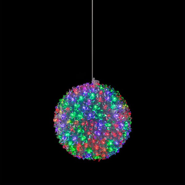 8 in. Dia Flashing Sphere Ornament With Multi-Colored LED Lights