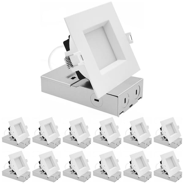 4 In. Integrated LED Square Regressed Mini Panel light, 5CCT, 12/15/19W, 1000/1400/1800LM Dual Dimmable 90° Beam 12 Pack