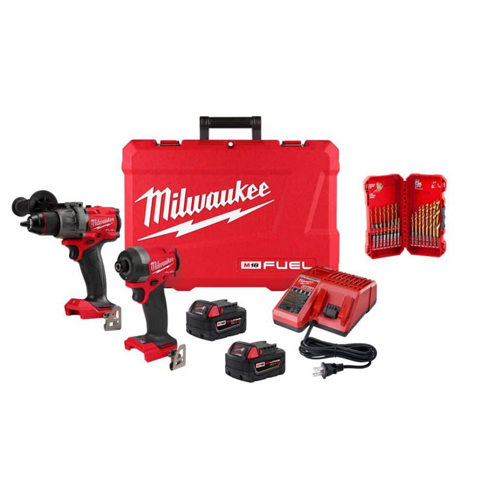 M18 FUEL 18V Brushless Cordless Hammer Drill/Impact 2-Tool Combo Kit w/ 2 Batteries with 23-Pc Titanium Bit Set price history on PriceWatchPro