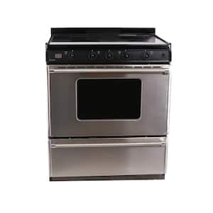 30 in. 3.91 cu. ft. Smooth Top Electric Range in. Stainless Steel 4-Burner Power Cord Sold Separately