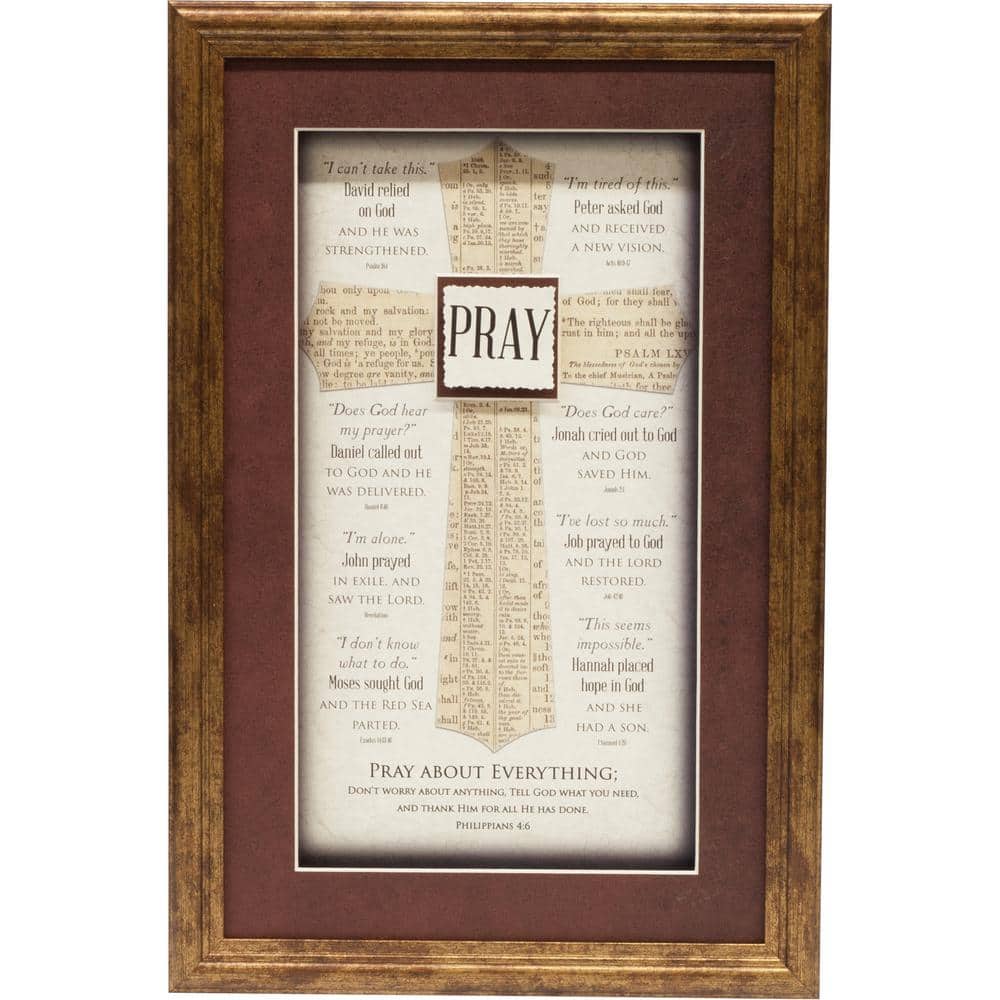 Divine Inspiration Pray Scripture Cross By Carpentree Vertical Framed 