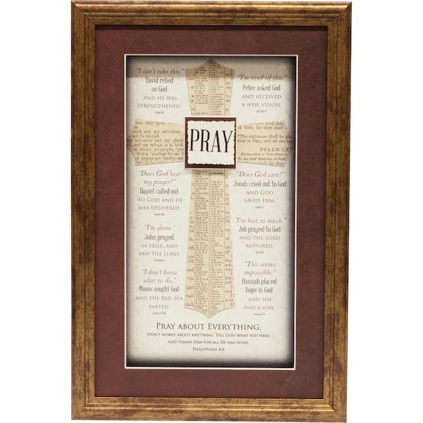 CARPENTREE INC Divine Inspiration "Pray Scripture Cross" By Carpentree Vertical Framed Art