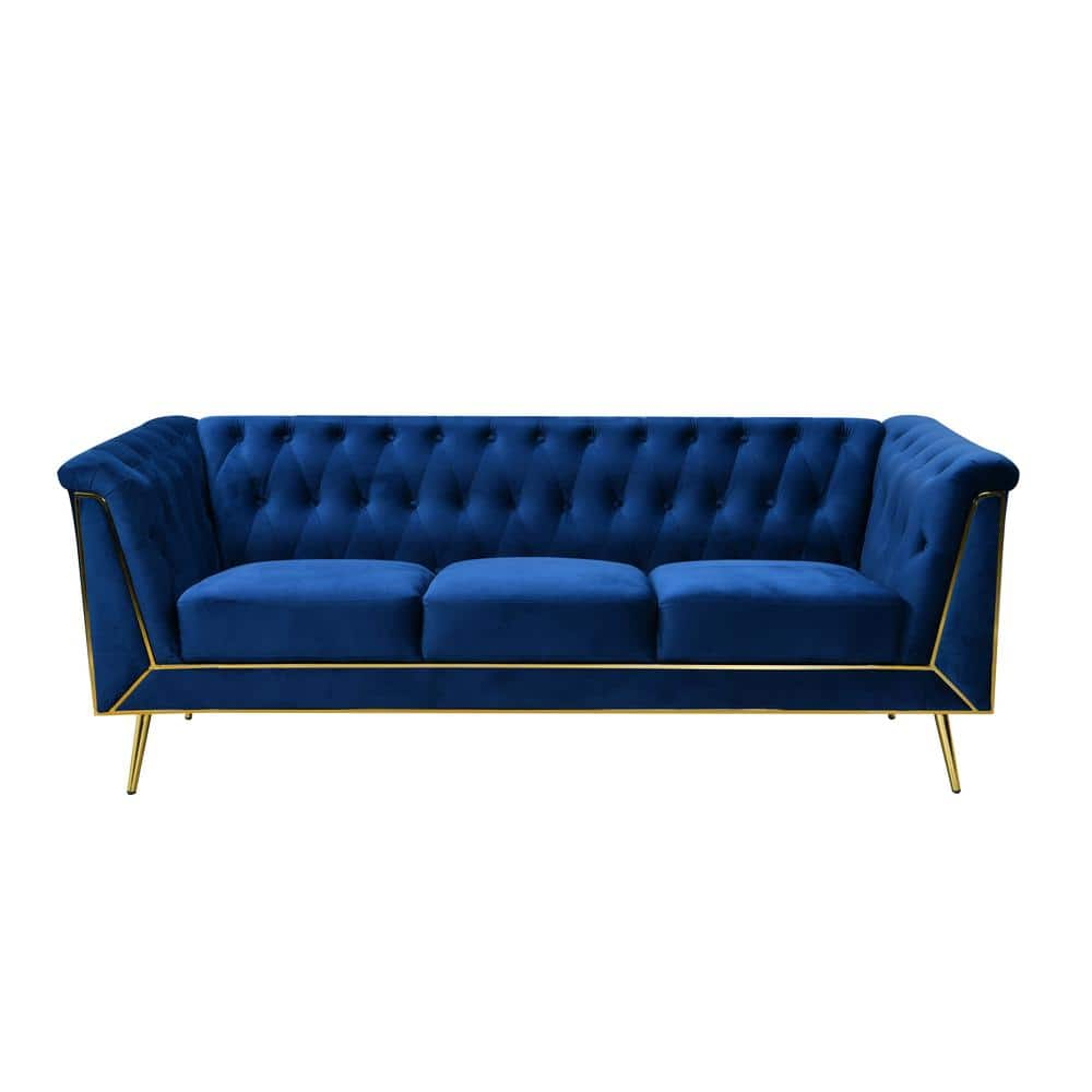 Best Master Furniture Windsor 80 in. L Flared Arm Velvet Rectangle Sofa ...