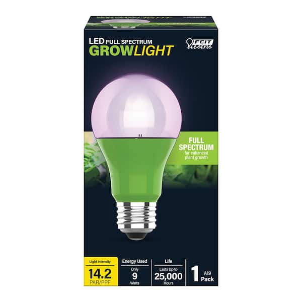 Feit Electric 9-Watt E26 A19 Medium Non-Dim Indoor and Greenhouse Full Spectrum Plant Grow LED Light Bulb (1-Bulb) A19/GROW/LEDG2/BX - The Home Depot