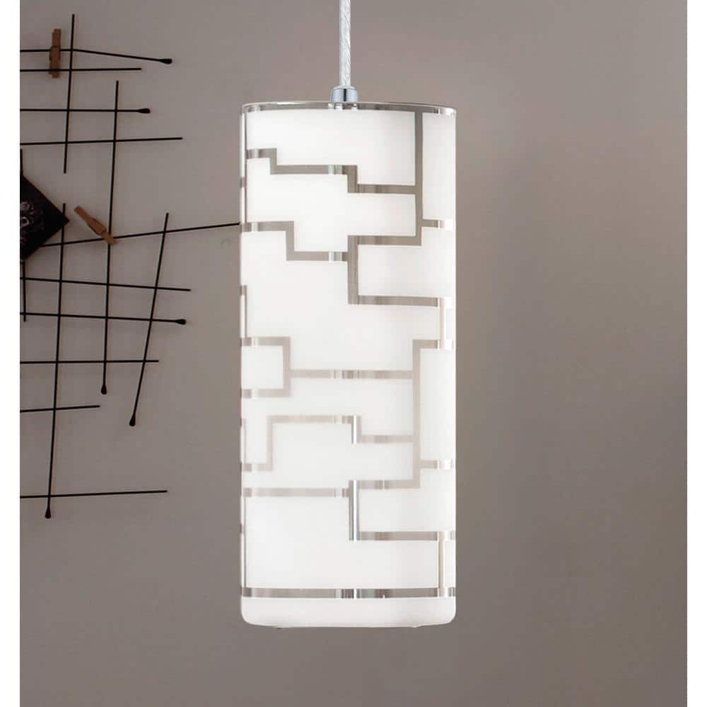 Bayman Chic Modern Chrome Mini Pendant with White Glass