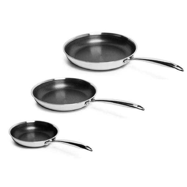 LEXI HOME Diamond Tri-ply 3-Piece Stainless Steel Nonstick Frying