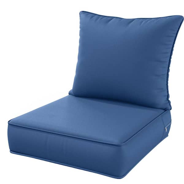 WNP 24 in. x 24 in. x 5 in. Square Outdoor Deep Seating Cushion Set Seat and Back Cushion for Lounge Chair Blue