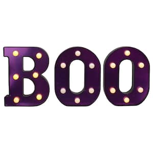 6.5 in. Lighted Black and Purple BOO Halloween Marquee Sign