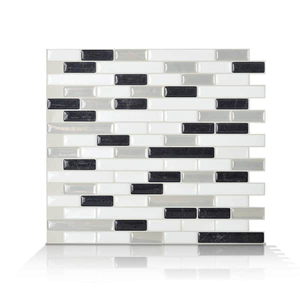 smart tiles Muretto Alaska Charcoal 10.20 in. W x 9.10 in. H Peel and Stick Self-Adhesive Mosaic Wall Tile Backsplash (6-Pack)