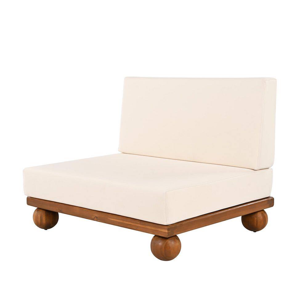 Front view of a single seat section of the Steffi Modern Solid Wood Outdoor Sofa