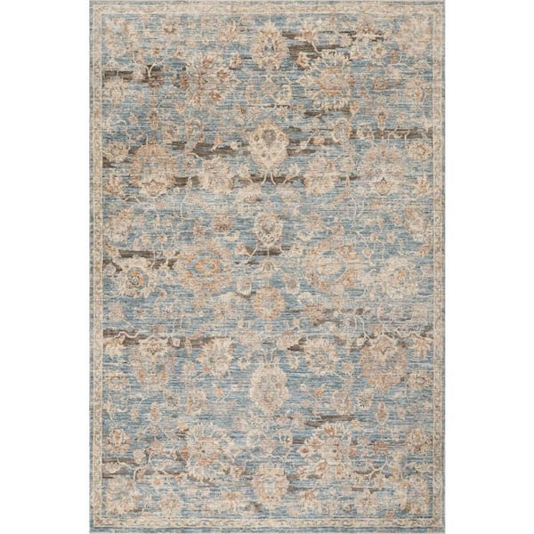 Halima Traditional Vintage Floral Blue 5 ft. x 8 ft. Indoor Area Rug