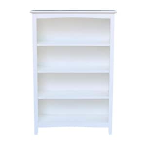 48 in. White Wood 4-shelf Standard Bookcase with Adjustable Shelves