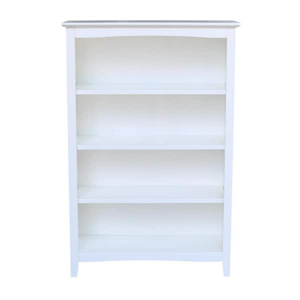 International Concepts 48 in. White Wood 4-shelf Standard Bookcase with Adjustable Shelves