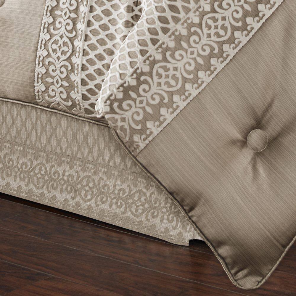 Ivory and Champagne Satin Jacquard Queen Comforter Set