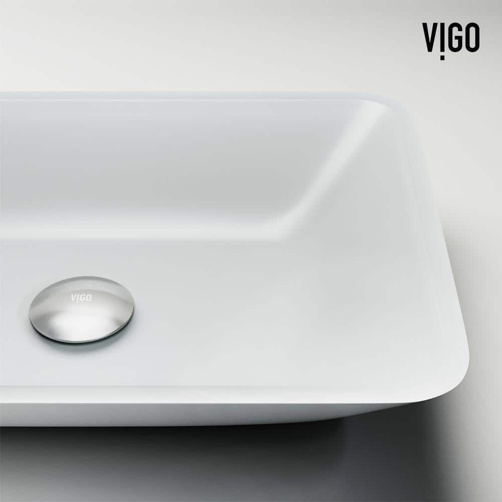 Sottile 18" Frosted Glass Rectangular Above-Counter Vessel Sink - White