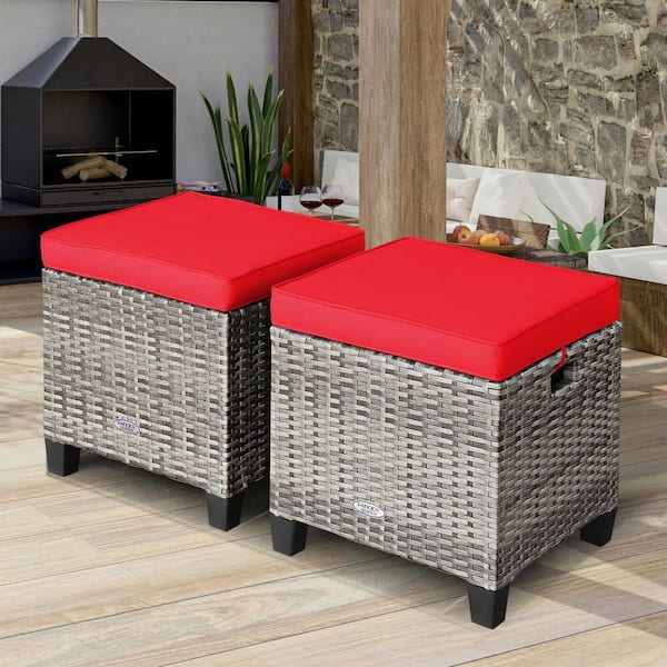 Red outdoor deals ottoman