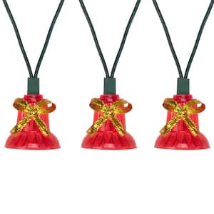13 ft. Green Incandescent 40-Count Red Bells Lights with Musical Christmas Wire