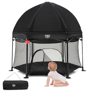 53 in. Outdoor Baby Playpen with Canopy and Carrying Bag Portable Play Yard Toddlers