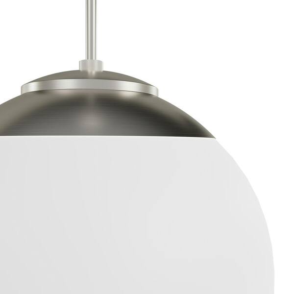 Hunter - Hepburn 3-Light Brushed Nickel Island Pendant Light with Cased White Glass Shade
