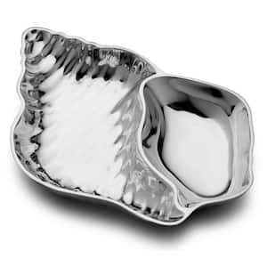 See Life Sea Shell Chip and Dip Server, 14 in.-by-9 in., Silver