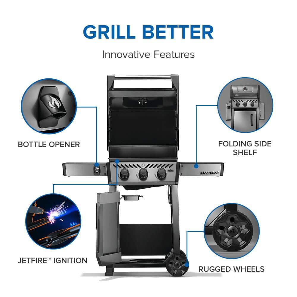 Napoleon Freestyle 365 Graphite Grey Propane Gas Grill with Stainless Steel Burners