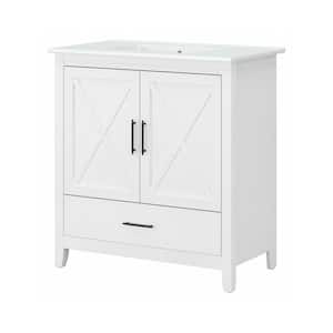 Key West 31.89 in. W x 18.31 in. D x 34.06 in. H Single Sink Bath Vanity in White Ash with White Wood Top