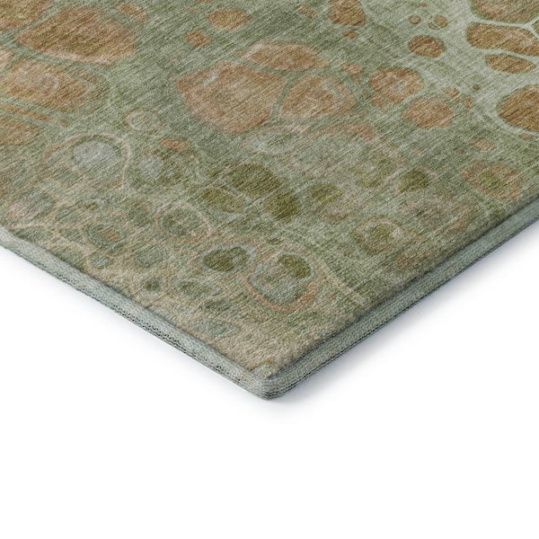 Mayfield Premium Machine Washable Abstract AMF1940 Aloe 9 ft. x 12 ft. Area Rug