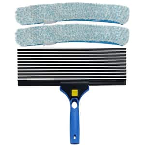 14 in. All purpose Window Cleaning Tool Kit Pro Pack, Scrubber and Squeegee Combo with Refills