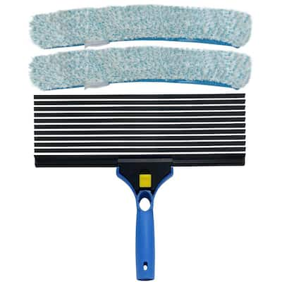 Kleen Handler 14 in. All Purpose Window Cleaning Tool Kit Pro Pack, Scrubber and Squeegee Combo with Refills