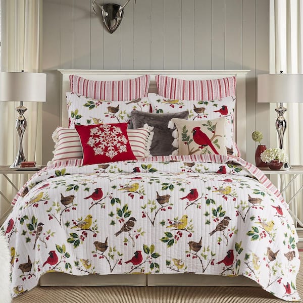 Thatch Home Joybirds Multi-Color Reverse Stripe Full/Queen Cotton Quilt