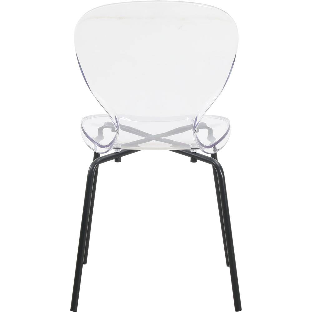 Clear Transparent Side Chair with Black Metal Legs