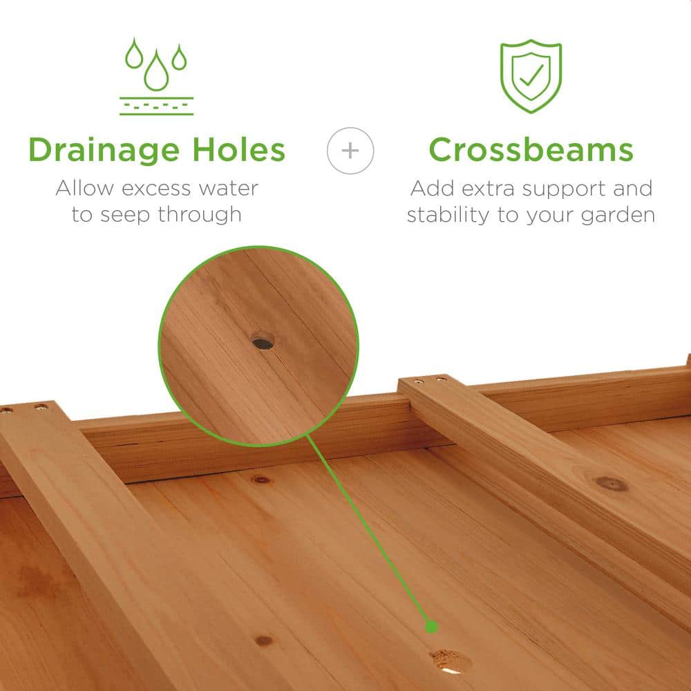 Acorn Brown Wood Mobile Elevated Garden Planter with Shelf