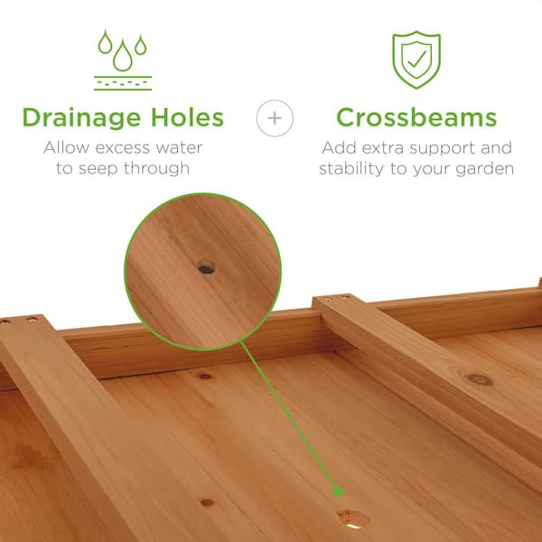 Best Choice Products 48 in. x 24 in. x 32 in. Wood Raised Garden 
