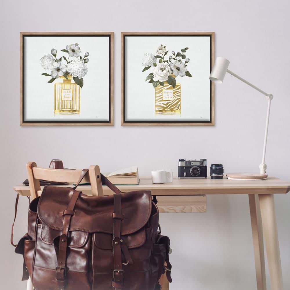 Glam Detailed Perfume Bouquets by Nan 2-Piece Brown Floater Frame Nature Graphic Art Print 25 in. x 25 in. price history on PriceWatchPro