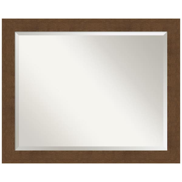 Amanti Art Carlisle 32 in. x 26 in. Rustic Rectangle Framed Brown Bathroom Vanity Wall Mirror